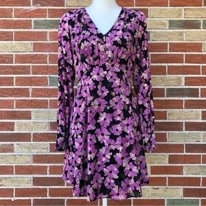 NWOT kate spade Silk Floral V-neck Long Sleeve Empire Waist Purple Dress 👗